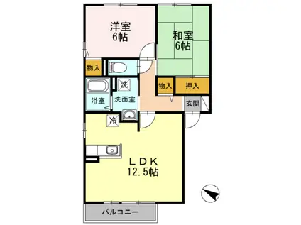ヴィーブル(2LDK/2階)の間取り写真