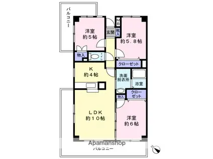 パーシモンシティ(3LDK/4階)の間取り写真