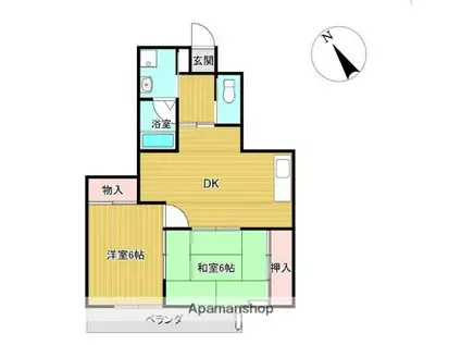 オオサワヒルズC(2DK/2階)の間取り写真