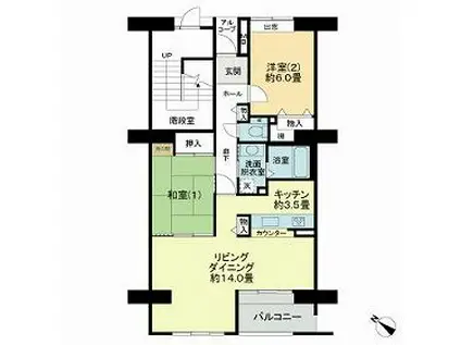 ビュープラザセンター北 38号棟(2LDK/2階)の間取り写真