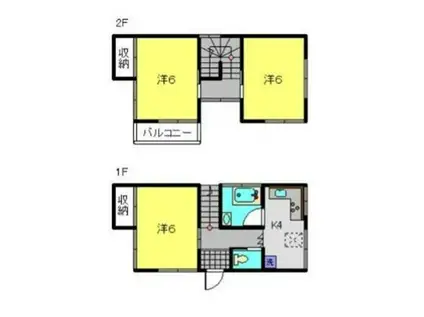 横浜線 中山駅(神奈川) 徒歩15分 2階建 築43年(3DK)の間取り写真