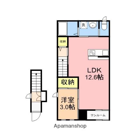 グランヴィアⅠ・Ⅱ・Ⅲ(1LDK/2階)の間取り写真