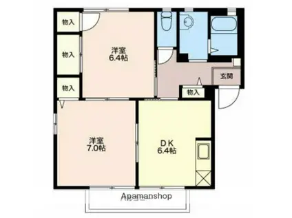 ディアコート(2DK/2階)の間取り写真