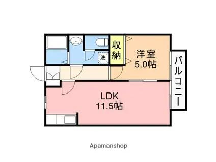 レトア鳥屋野(1LDK/1階)の間取り写真