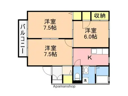 サンビレッジ(3K/2階)の間取り写真