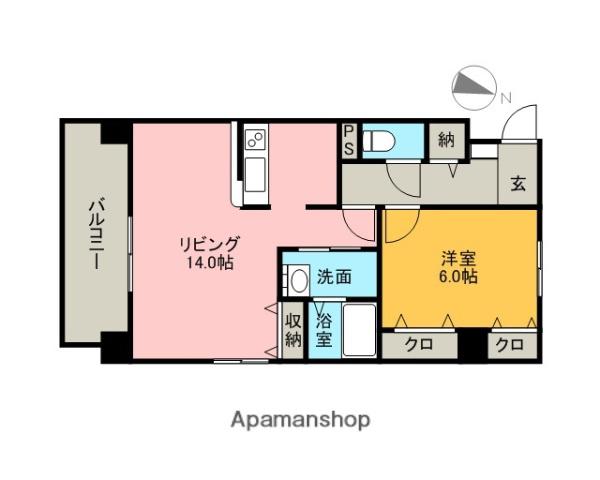 GRANDIR駅南(1LDK/6階)の間取り写真
