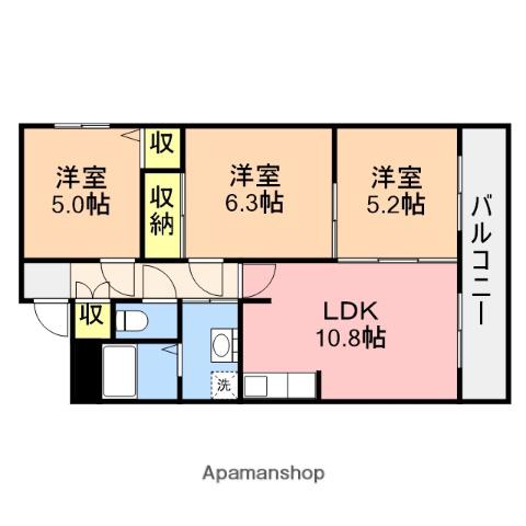 ファミーユ(3LDK/3階)の間取り写真