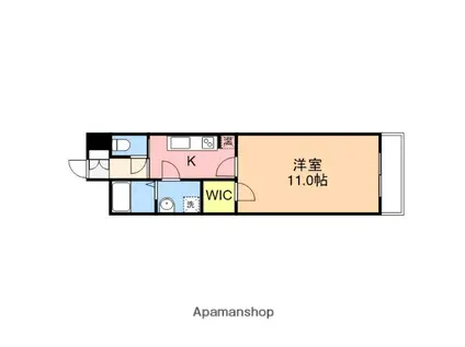 グラウベル沼垂西(1K/4階)の間取り写真
