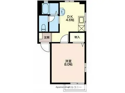 レーベン明石B(1DK/1階)の間取り写真