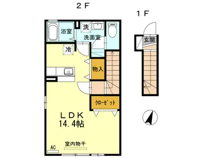 カーサ・カラーラ(ワンルーム/2階)の間取り写真