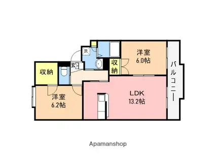 イーストフィールド(2LDK/3階)の間取り写真