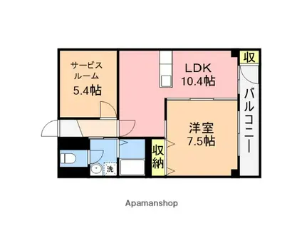 第2湖南グリーンハイツ(1SLDK/4階)の間取り写真