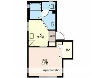 ルーチェS(1K/2階)の間取り写真