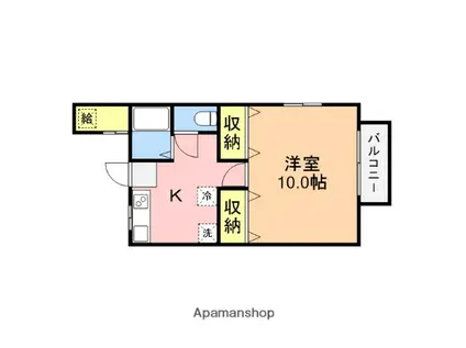 カサブランカⅠ(1K/1階)の間取り写真