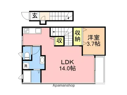 アンソレイユ(1LDK/2階)の間取り写真