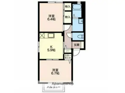 グリーンヒル 8(2K/2階)の間取り写真