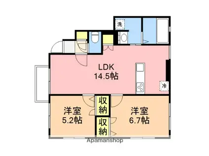 ファミーユA(2LDK/1階)の間取り写真