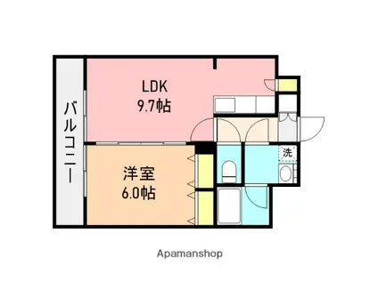 WILLDO礎町(1LDK/9階)の間取り写真