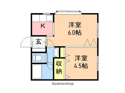 パレスアクアマリン(2K/2階)の間取り写真