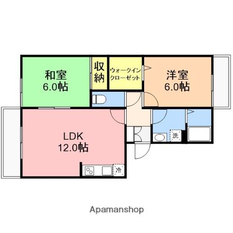 ロイヤルガーデン鐙西B棟(2LDK/2階)の間取り写真