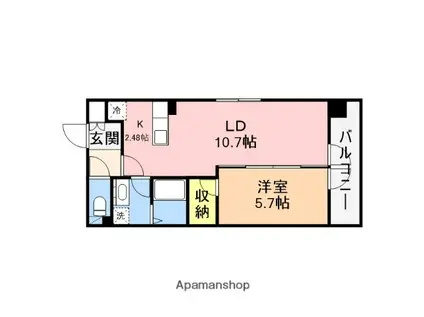 ファーストクラス中央インター(1LDK/2階)の間取り写真