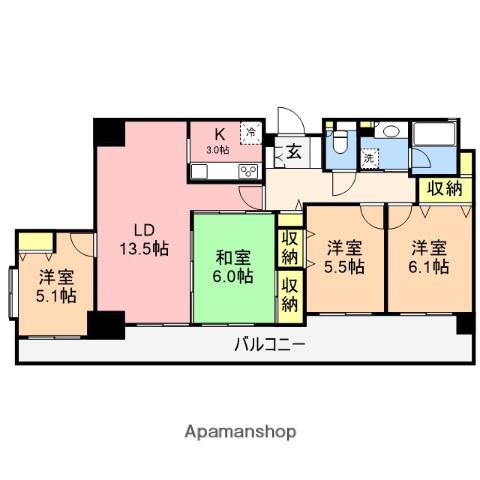 ダイアパレス南笹口(4LDK/12階)の間取り写真
