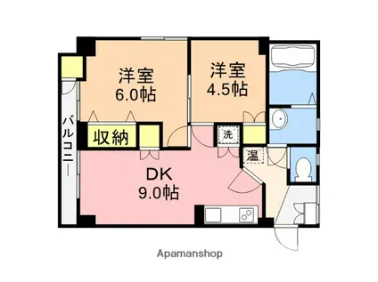 網川原県庁前マンション(2DK/5階)の間取り写真