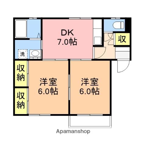 アートヒルズⅡ(2DK/2階)の間取り写真