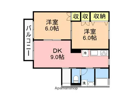 サプライムチハラ D棟(2DK/2階)の間取り写真