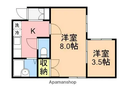 ハーモニー紫竹Ⅰ(2K/1階)の間取り写真