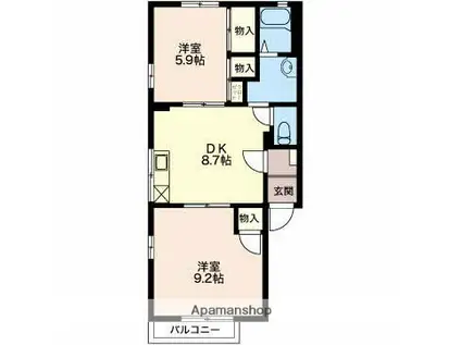 ヴェルディ有楽(2DK/2階)の間取り写真