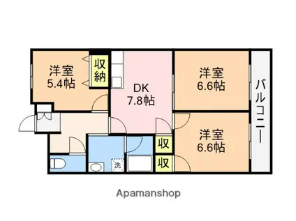 ウッドベア(3DK/2階)の間取り写真