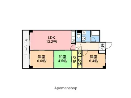 コープ野村川端町A棟(3LDK/4階)の間取り写真
