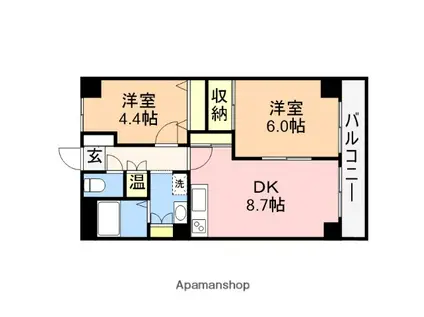 エクセリア駅南(2DK/2階)の間取り写真