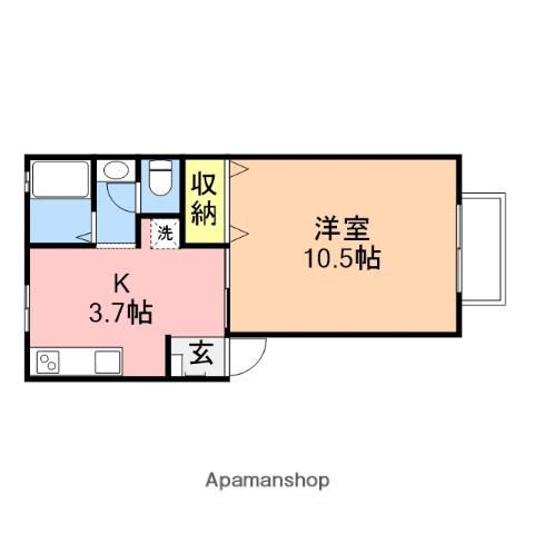 ステラハウスⅡA棟(1K/1階)の間取り写真