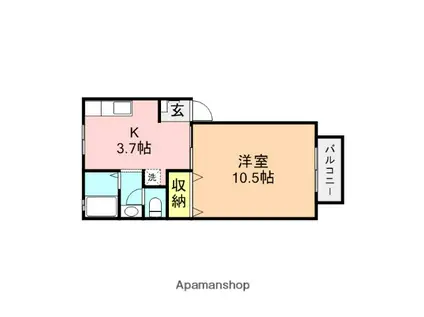 ステラハウスⅡA棟(1K/2階)の間取り写真
