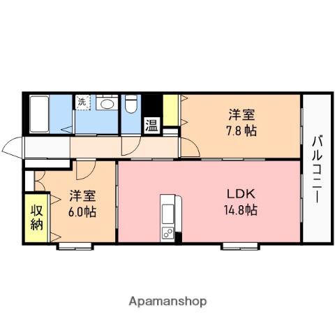 グランリーオ大川前(2LDK/4階)の間取り写真