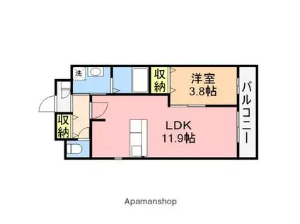 クレールひかり(1LDK/3階)の間取り写真