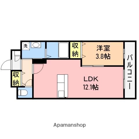 クレールひかり(1LDK/3階)の間取り写真