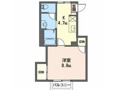 モンアミE棟(1K/2階)の間取り写真