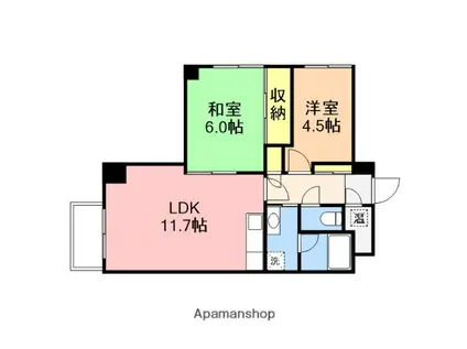 コープ野村万代(2LDK/14階)の間取り写真