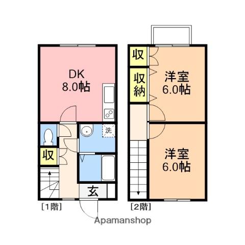 グレイン手島A(2DK/1階)の間取り写真