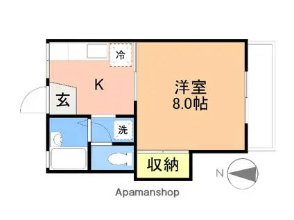 ハイライフ笹口B(1K/2階)の間取り写真