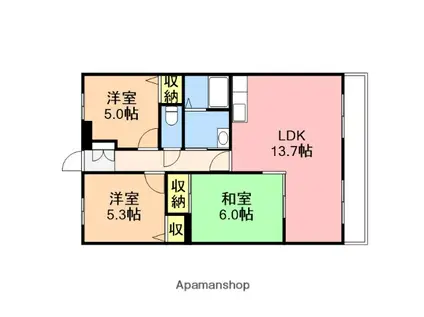 ベルメゾン網川原(3LDK/1階)の間取り写真