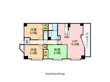 ダイアパレス女池(3LDK/8階)の間取り写真