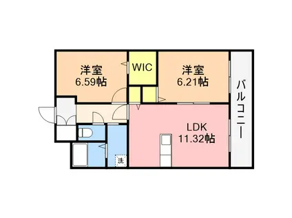 ヴィラノーブル(2LDK/2階)の間取り写真