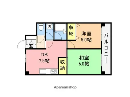 ホポロ東万代(2DK/3階)の間取り写真
