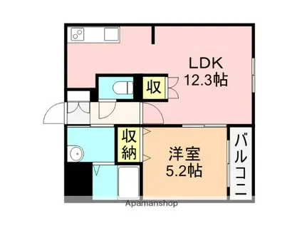 ファーストクラス豊栄(1LDK/3階)の間取り写真