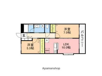 LUMIERE 泉(2LDK/2階)の間取り写真