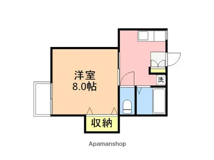 シェルブール幸Ⅰ(1K/2階)の間取り写真